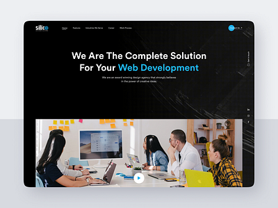 Silico - website for company | IT dark theme gif graphics graphics design home page icon interface design it company landing page layout design minimal service services technology typography ui ux webdesign webpage website