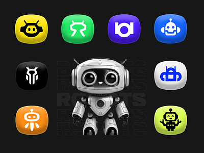 robot logos ai app bot branding design droid future logo minimal modern robot simple