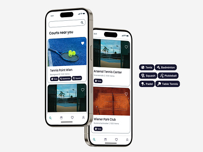 Tennis App: Quick Overview of Racket Sports app badminton design mobile mobile card mobile design padel pickleball racket sport search sport squach table tennis tennis tennis app tennis racket ui