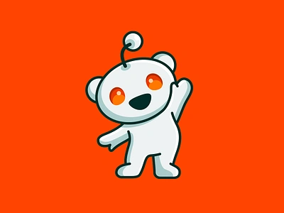 Reddit Mascot 2d character adorable adorable mascot cartoon character chibi cute cute mascot friendly mascot greeting happy mascot illustration kawaii kids children mascot reddit character reddit mascot robot mascot simple waving