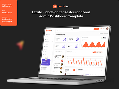 Lezato - CodeIgniter Restaurant Food Admin Dashboard Template admin admin dashboard admin panel cafe codeigniter creative dashboard design php product design restaurant template uiux website