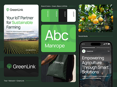 GreenLink - IoT for Agriculture Platform Branding Kit agriculture branding branding branding kit graphic design iot branding social media design technology branding