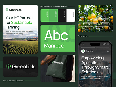 GreenLink - IoT for Agriculture Platform Branding Kit agriculture branding branding branding kit graphic design iot branding social media design technology branding