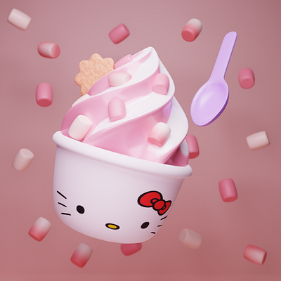 Blender rendered Frozen Yogurt 3d