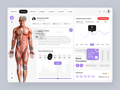 EMR - Pationant Test result Dashboard b2b blood dashboard ehr emr grediant healthcare hospital illustration interface medicine minimal monitoring platform saas test result trends ui unique ui ux