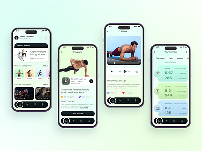 Fitness tracking App Screen Design android apps busienss clean design fitness graphic design gym ios mobile app ui ux