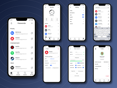 Easy Password Manager APP UI Design app design app ui design mobile app design password app design password manager password manager app design