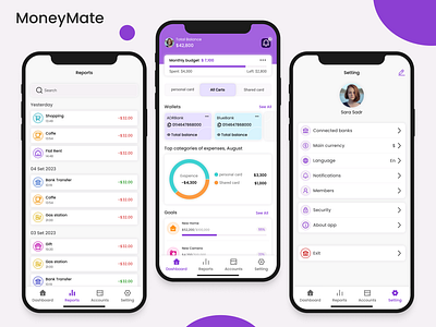 MoneyMate Application bankingapp budgeting designinspiration digitalcurrency digitalwallet expensetracking financeapp financialgoals financialplanning financialtracking fintech mobileappdesign moneymanagement personalfinance securityfeatures transactiontracking uidesign userexperience uxdesign walletmanagement