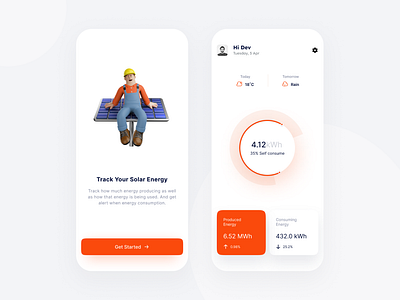 Solar Energy Tracker APP UI Design app design app ui design solar energy app solar energy app design solar energy tracking app uiux design