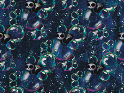 Panda on bubbles bubbles illustration panda pattern picture procreate