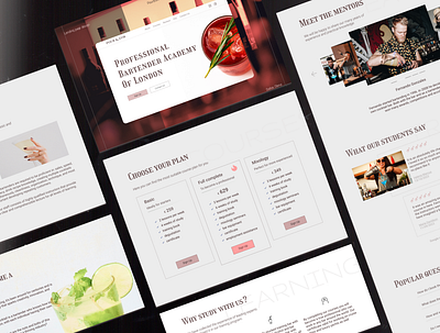 Bartending school graphic design ui