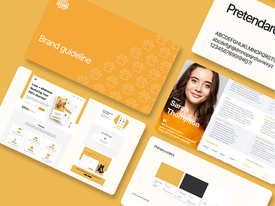 PetCare Brand Guideline app brandguideline branding casestudy design home landingpage logo mobile mockup onboarding persona pet presentation typography ui ux web