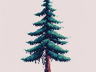 Fir or Pine Tree in Pixel Art Style app pixel art tree