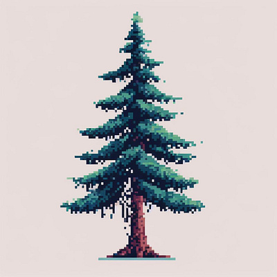 Fir or Pine Tree in Pixel Art Style app pixel art tree