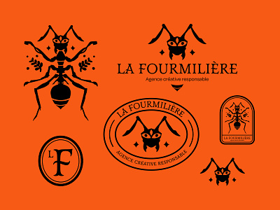 Brand Identity - La Fourmilière - Agency agency ant badge badges branding brands design esotheric favicon graphic design identity illustration logo logos monogram mystic red typography vector