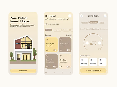 Smart Home Mobile App air conditioner app app app design clean design design heating home home security house minimalistic app minimalistic design mobile app mobile design responsive design smart home smart home app ui user friendly design webflow webflow app