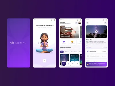 Meditopia App Redesign Concept! app community design gradient meditation meditopia mindfulness mobile personalization redesign selfcare ui ux wellness
