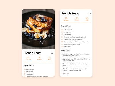 Recipe - DailyUI Challenge #040 appdesign branding daily ui 40 daily ui challenge daily ui challenge 40 dailyui dailyui040 dailyui40 dailyuichallenge design figma french toast recipe illustration logo product design recipe recipe design recipe ui recipeui ui