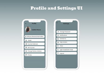 Profile and Settings UI design figma mobileapp profile ui settings ui ui