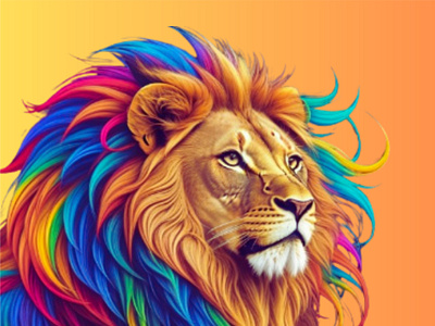 The lion head logo is detailed and colorful 3d animals cute graphic design happy illustration king lion lion logo nature ui