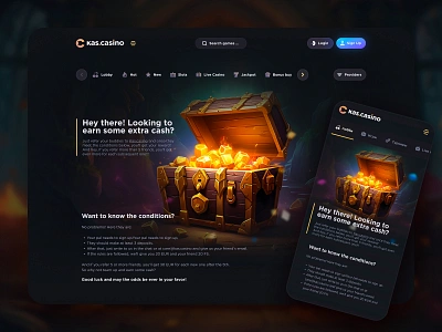 Kas.Casino - Referral Program 3d casino betting case casino casino interface casino ux crypto casino gambling gambling design game casino kas.casino nft casino online casino open case referral referral program slots ux slots web casino web game