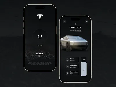 CYBERTRUCK Tesla Engine startup UI design figma ui ux