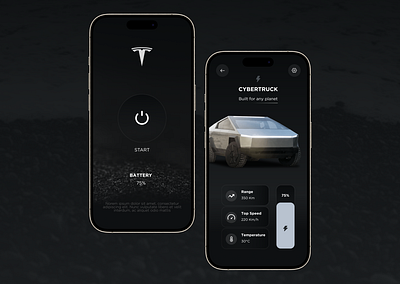 CYBERTRUCK Tesla Engine startup UI design figma ui ux