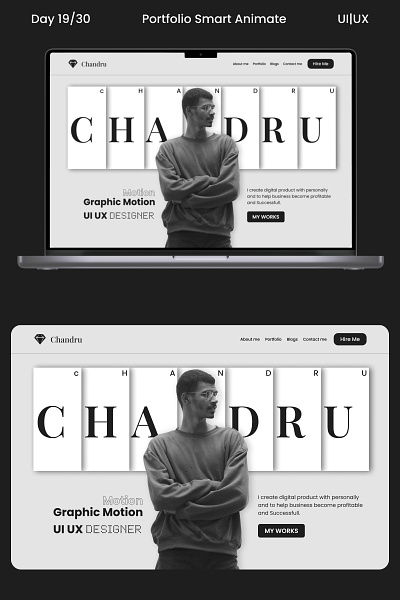 Personal Portfolio Design Smart Animate Day 19/30 animation landingpage portfolio design smart animate ui uiux user interface ux casestudy