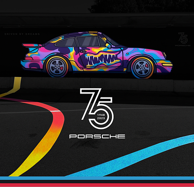 Porsche 911 - 75th Anniversary Race Track Mural Design car design car mural car painting graffiti porsche porsche 911 porsche design porsche painting street art wall art wall painting