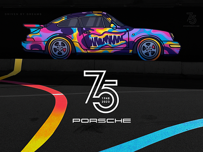 Porsche 911 - 75th Anniversary Race Track Mural Design car design car mural car painting graffiti porsche porsche 911 porsche design porsche painting street art wall art wall painting