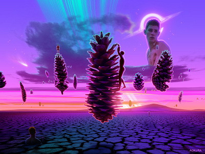 🪐☄️🔮 black hole boy clouds cosmic desert dreamscape gay graphic design illustration inspiration magic miracle photoshop pine cone pink purple queer strange teal wonder