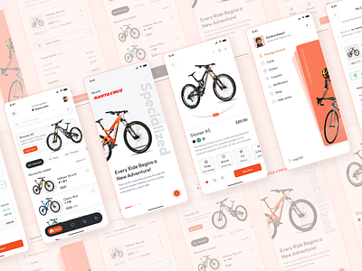Cycle Store Mobile App (Ecommerce) 3d animation creative card design cyclestoreapp cyclingapp cyclinginnovation graphic design home screen logo mobileappux motion graphics my cart product details screen profile screen splash screen treading mobile application ui uiinspiration userexperiencedesign uxdesign
