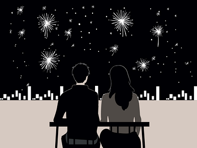 Couple Welcoming the New Year firework firework illustration illustration new year new year eve seasonal illustration