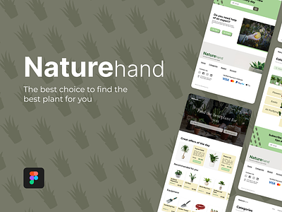 "Naturehand" - The best choice to find the best plant for you basket page category page color theory e commerce figma flower shop website homepage plant shop plant store typography ui user interface design web design