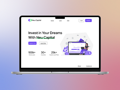 Neu Capital Website Landing Page bank website figma fintech illustration landing page ui uiux ux ux design website website design