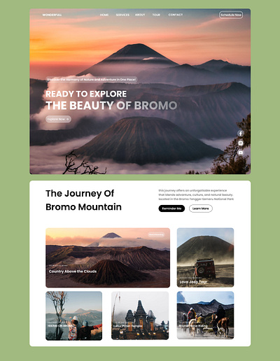 Travel - Hero Section beautifull bromo design home indonesia mountain travel uiux