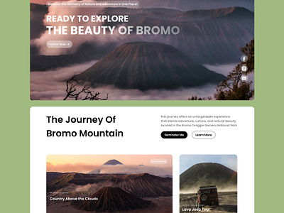 Travel - Hero Section beautifull bromo design home indonesia mountain travel uiux