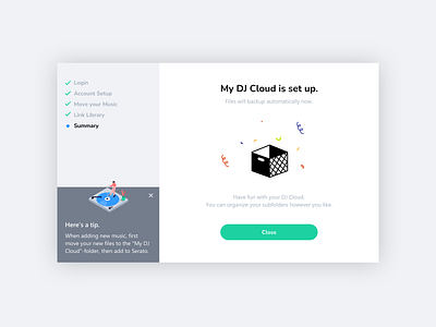 My DJ Cloud – Desktop Installation & Onboarding app design ui ux