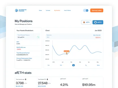 My Positions - Light mode app blockchain cryptocurrency design ui