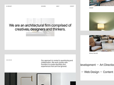 Architectural Studio - Landing Page agency architecture boutique column effects grid images inspiration interactions landing page layout modern portfolio projects simple studio typography ui ux web design