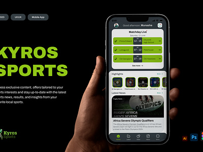 Kyros Sports - Mobile App branding graphic design ui