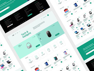 Green & White Palette, Round Icons - Homepage for Gadgets & Tech design graphic design green palette homepage minimalist simplistic ui ui design uiux uiux design webpage