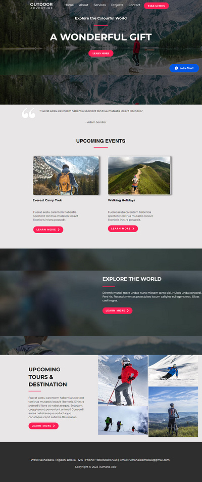 Outdoor Adventure - Wix Landing Page design landing page squarespace website wix