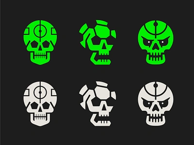 SoccerSkullz aggressive aim aiming ball brand branding field football forehead grass green head hexagon logo mascot pentagon skull soccer sports target