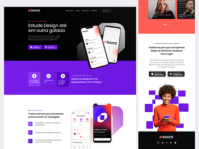 Ui Boost - Landing page course curso design ead ensino landing page minimal minimalistic mobile teaching tech ui ux webdesign