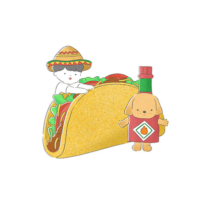 Tacos cartoon digital art digital illustration dog drawing food hot sauce illust illustration mexican mexican food pet procreate puppy tacos