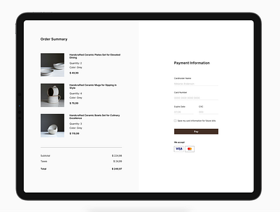Credit Card Checkout Tablet checkout creditcard dailyui dailyuichallenge dailyuichallenge002 design tablet ui uidesign uidesigner ux uxdesign uxdesigner