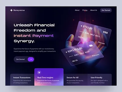 Financial Wallet Header Exploration app bank card credit card crypto dark design financial illustration interface invest landing page minimal ui ux wallet web