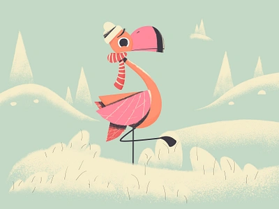 Winter & Flamingo 2d 2d animation 2d design 2d illustration after affects after effects animation animation birds cartoon colors design flamingo grunge illustration illustrator motion graphics photoshop photoshop texture texture winter