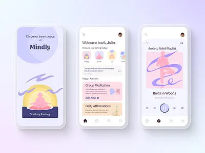 Mental Health Mobile App 3d animation apps branding design designprocess graphic design illustration logo meditation mental health mental health app mindfulness mobile app mobile design motion graphics ui ux ux design ux ui design